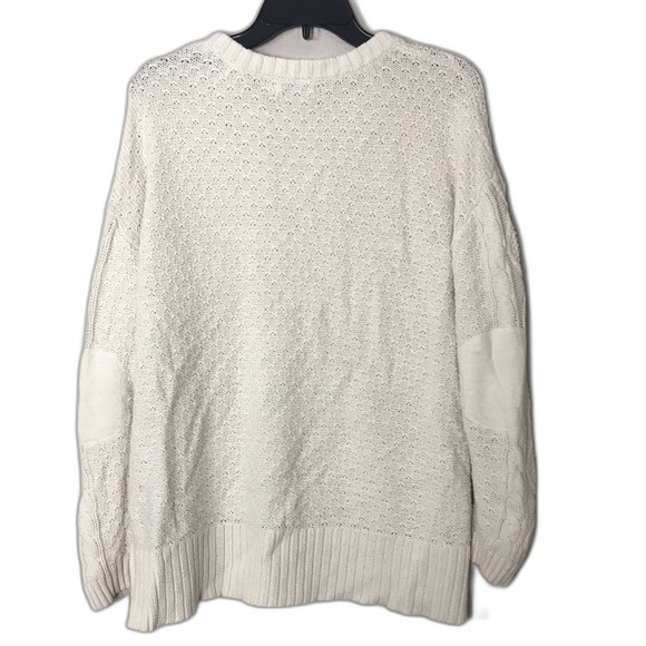 BDG cream colored cable knit elbow patch sweater size medium boho chic cozy cute - Picture 10 of 12